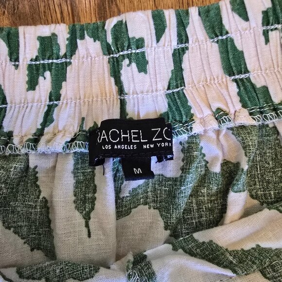 Rachel Zoe Wide Leg Boho Cropped Linen Pants EUC- Women's Size M - Green/Cream - Picture 6 of 11